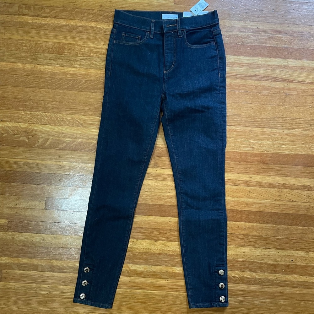 NWT LOFT High Waist Skinny Jeans Dark Indigo Wash
